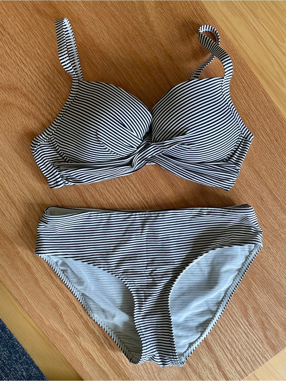 Sea Level Sorrento Stripe Black & White Two-Piece Bikini Top and Bottom Set